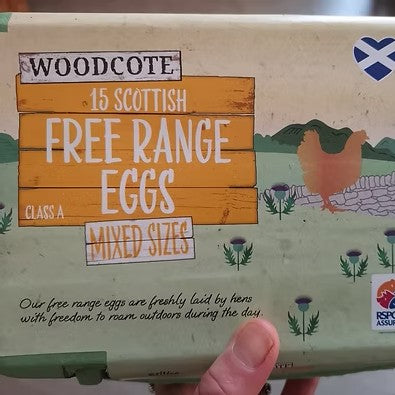 A carton of 15 free range eggs