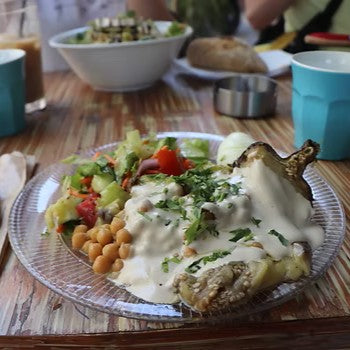  salad, houmous and falafel 